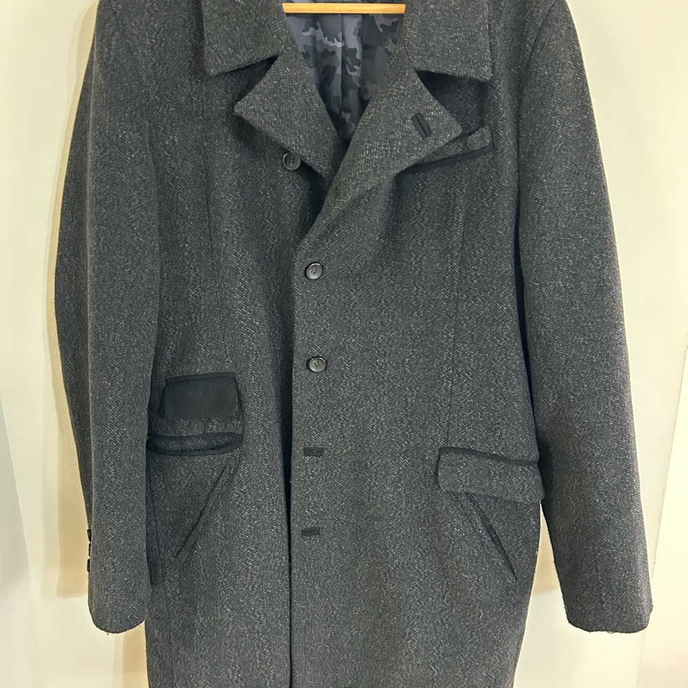 Women’s Charcoal Wool Overcoat by Troy smith size medium jacket mid length